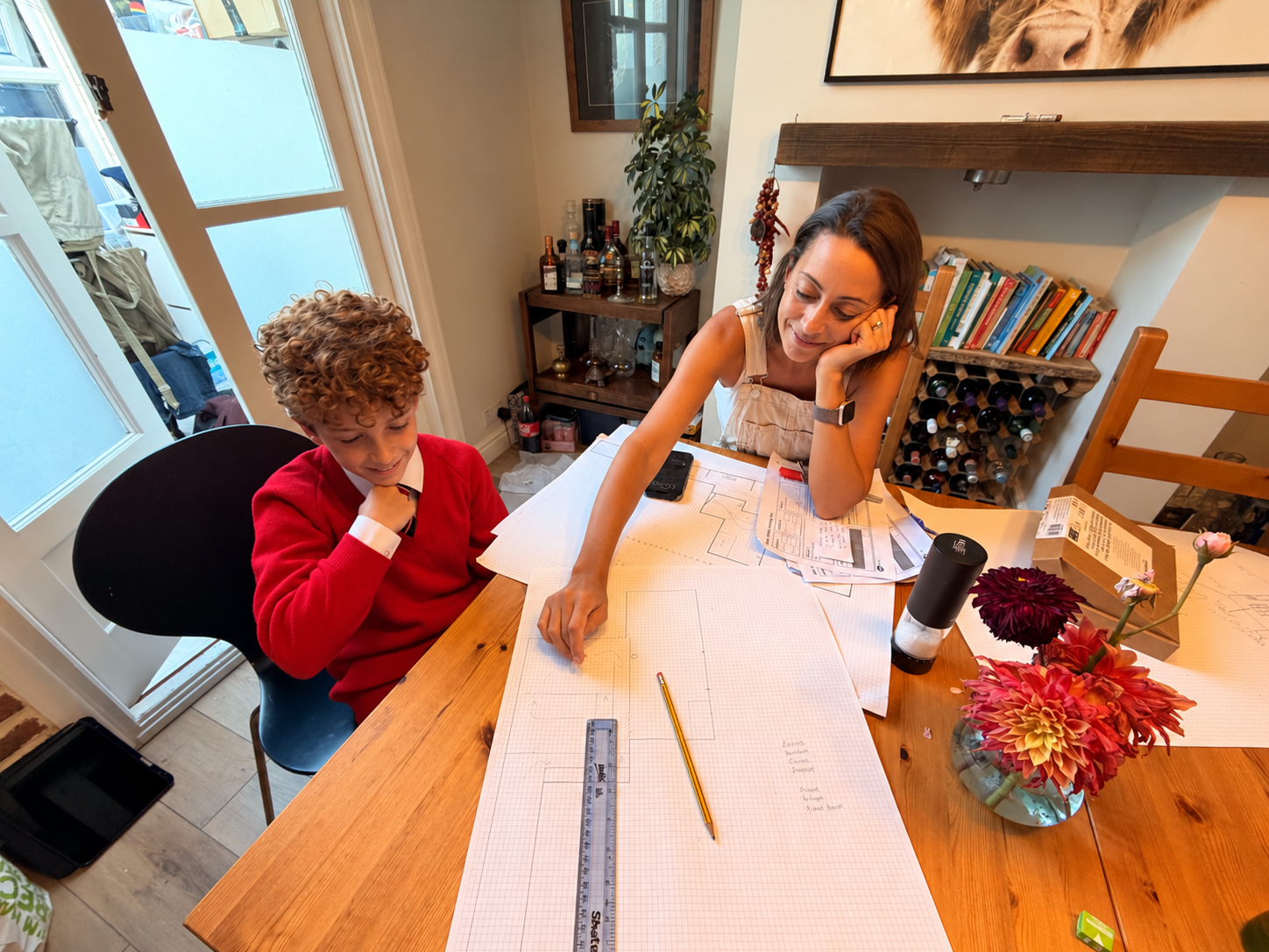 Route planning — taped out on the deck!
